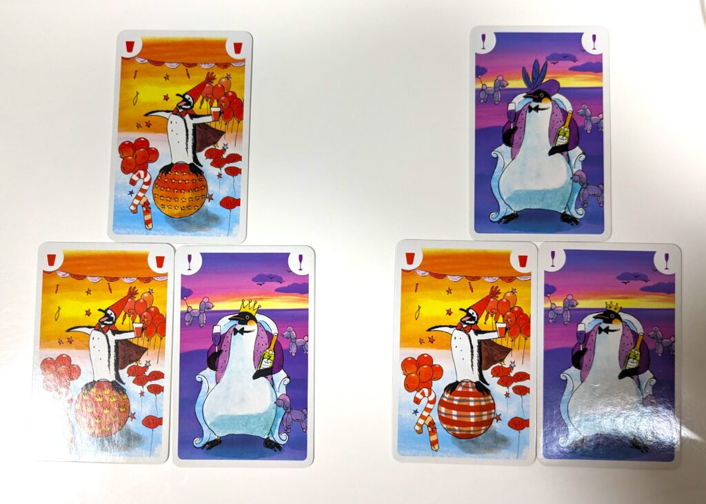 例えば赤と紫が配置済みのとき、赤か紫を上に配置できます。